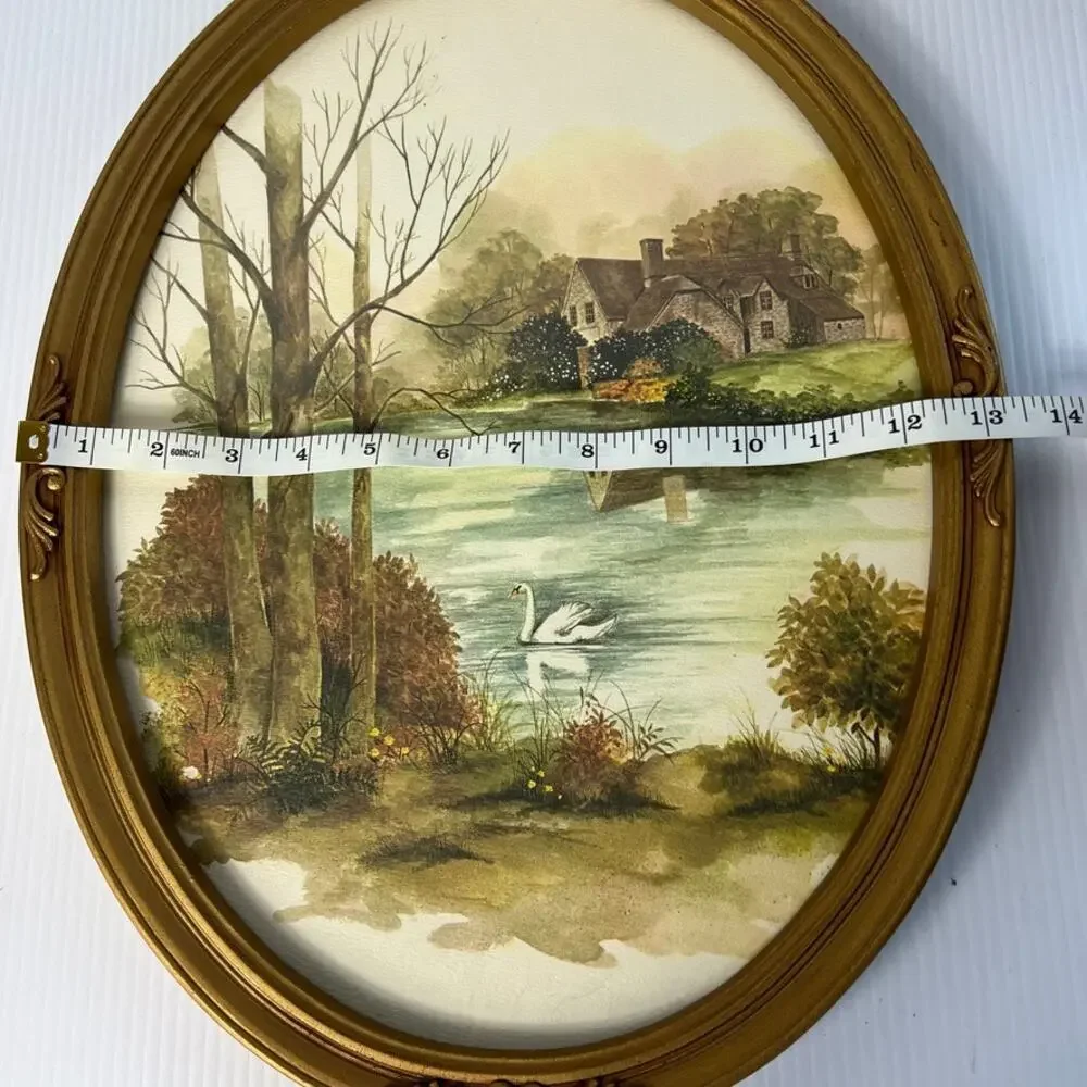 Vintage Print Plastic Baroque Frame Landscape Art English Countryside Regency